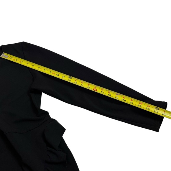 PrettyLittleThing l Black Asymmetrical Ruffled Wrap Dress Size 16 - Picture 7 of 10